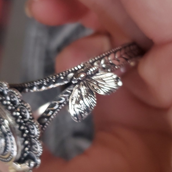 New Rainbow Moonstone 925 Silver Butterflies Poison Cuff Bracelet. - Picture 5 of 12